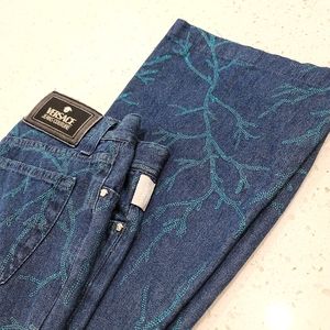 Versace Couture luxury coral reef flare jeans 90s
